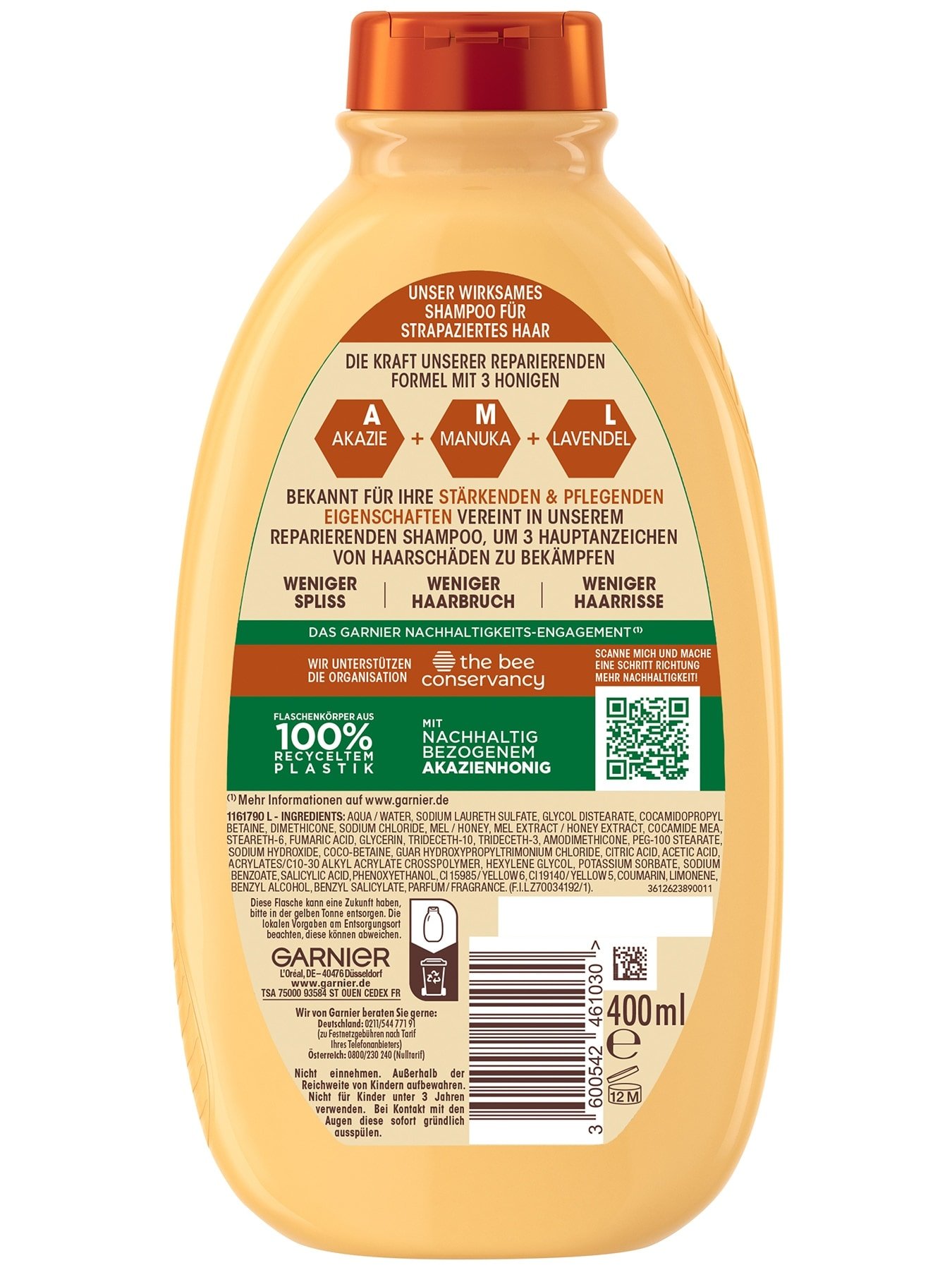 Wahre Schätze Reparierendes Shampoo Honig Schätze 400ml - Produkt Rückansicht