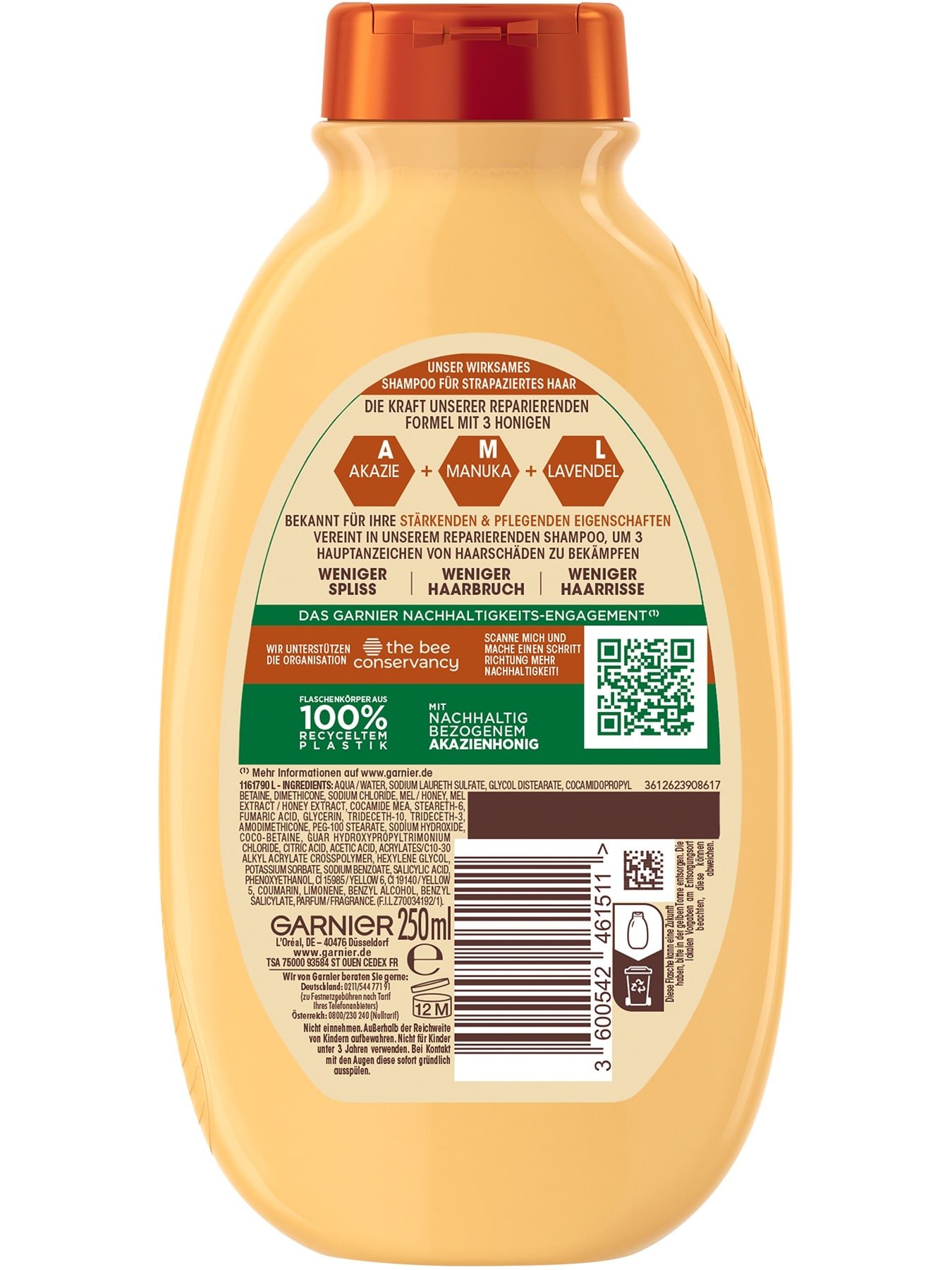 Wahre Schätze Reparierendes Shampoo Honig Schätze 250ml - Produkt Rückansicht
