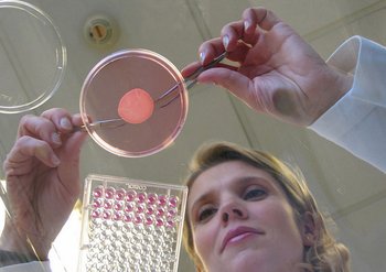 Laborant entnimmt eine Probe