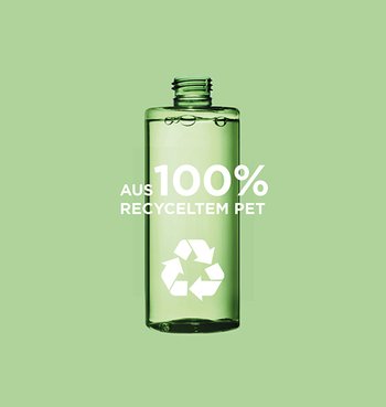 Grüne Flasche aus 100% recyceltem PET