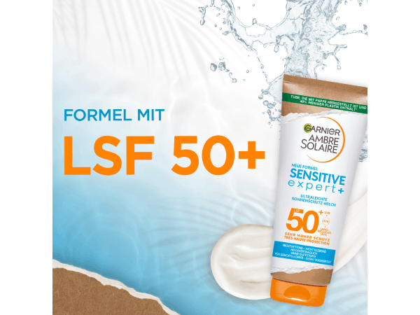 Produktabbildung der Garnier Ambre Solaire Sensitive expert+ Sonnenschutz-Milch LSF 50+