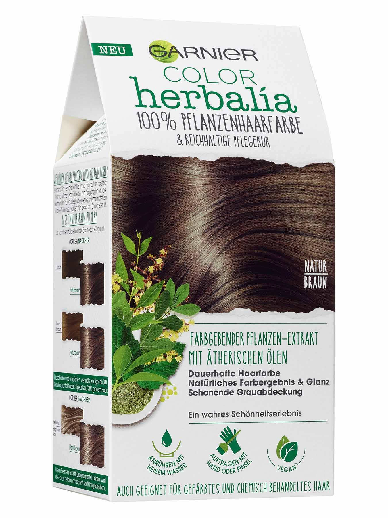 Herbalia In Naturbraun 100 Pflanzliche Haarfarbe Mit Henna Indigo Und Cassia Garnier