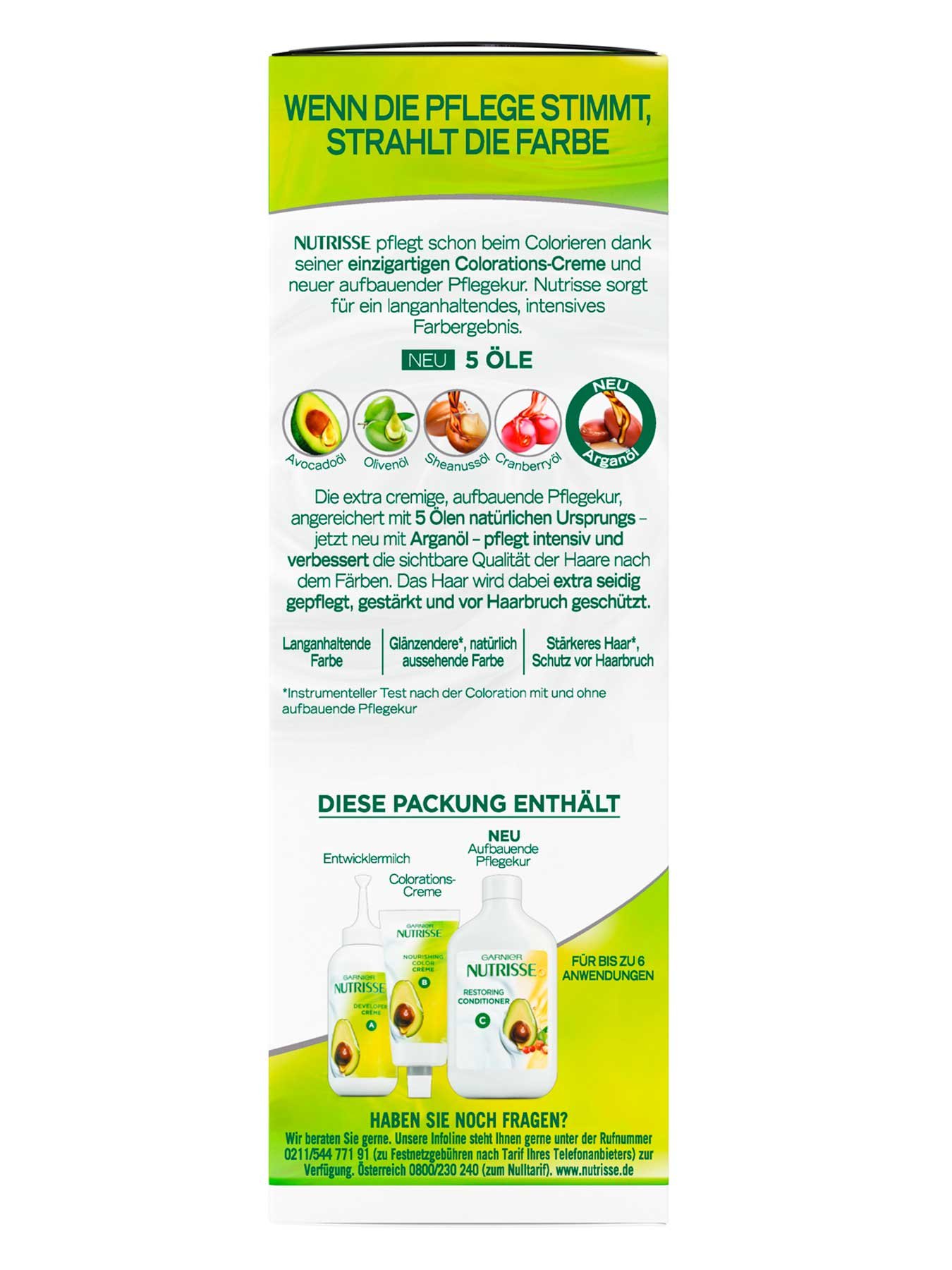 Seitenansicht auf die Verpackung der Garnier Nutrisse Creme 3 23 Dunkles Diamantbraun