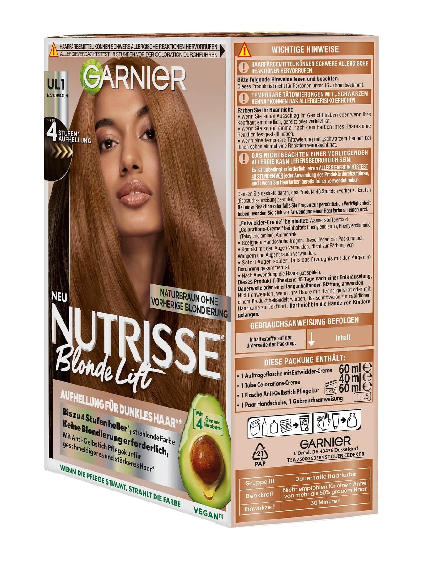 Nutrisse Blonde Lift Naturbraun - Aufhellung für dunkles Haar UL1 Seitenansicht