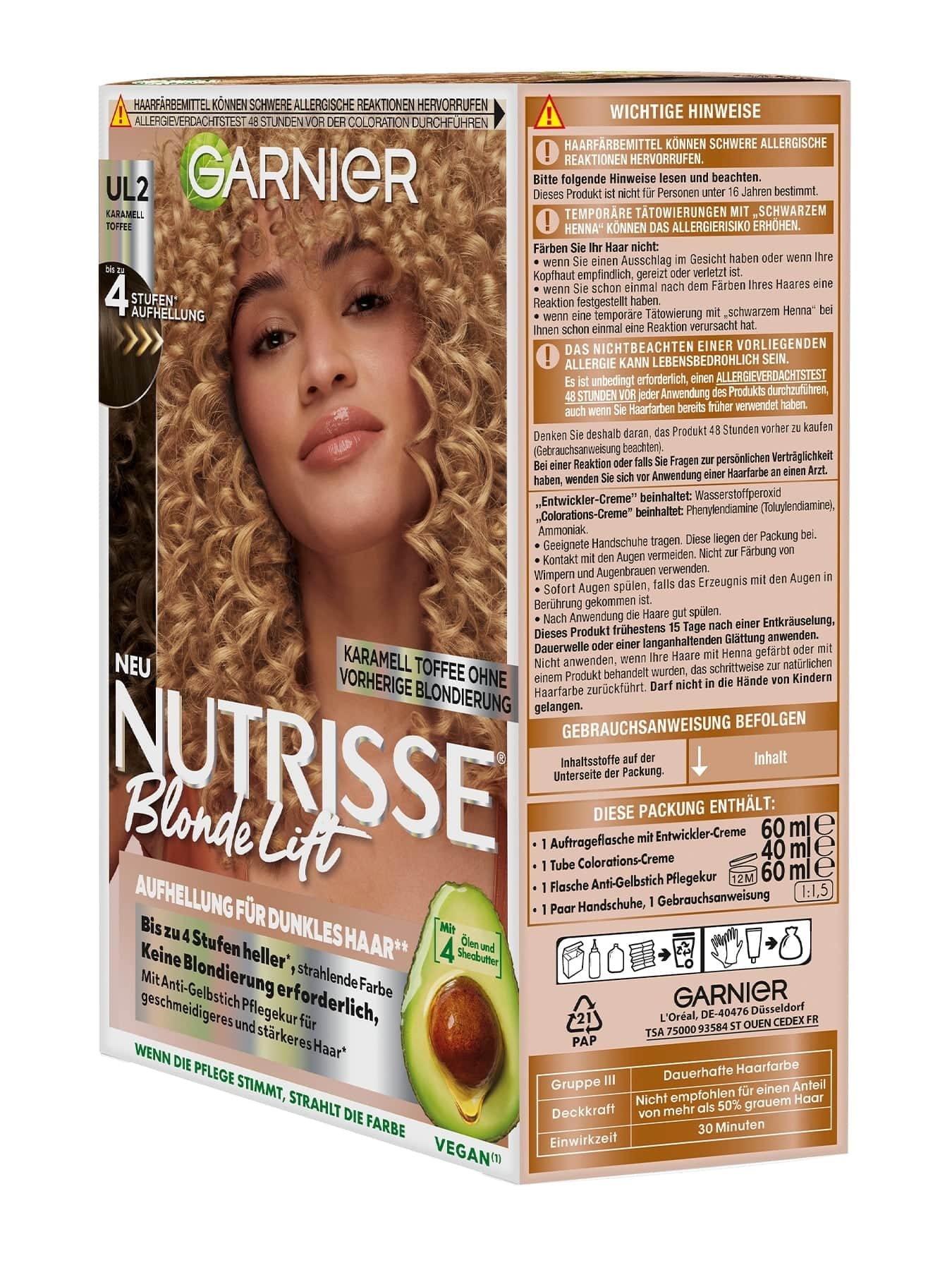 Nutrisse Blonde Lift Karamell Toffee - Aufhellung für dunkles Haar UL2 Seitenansicht
