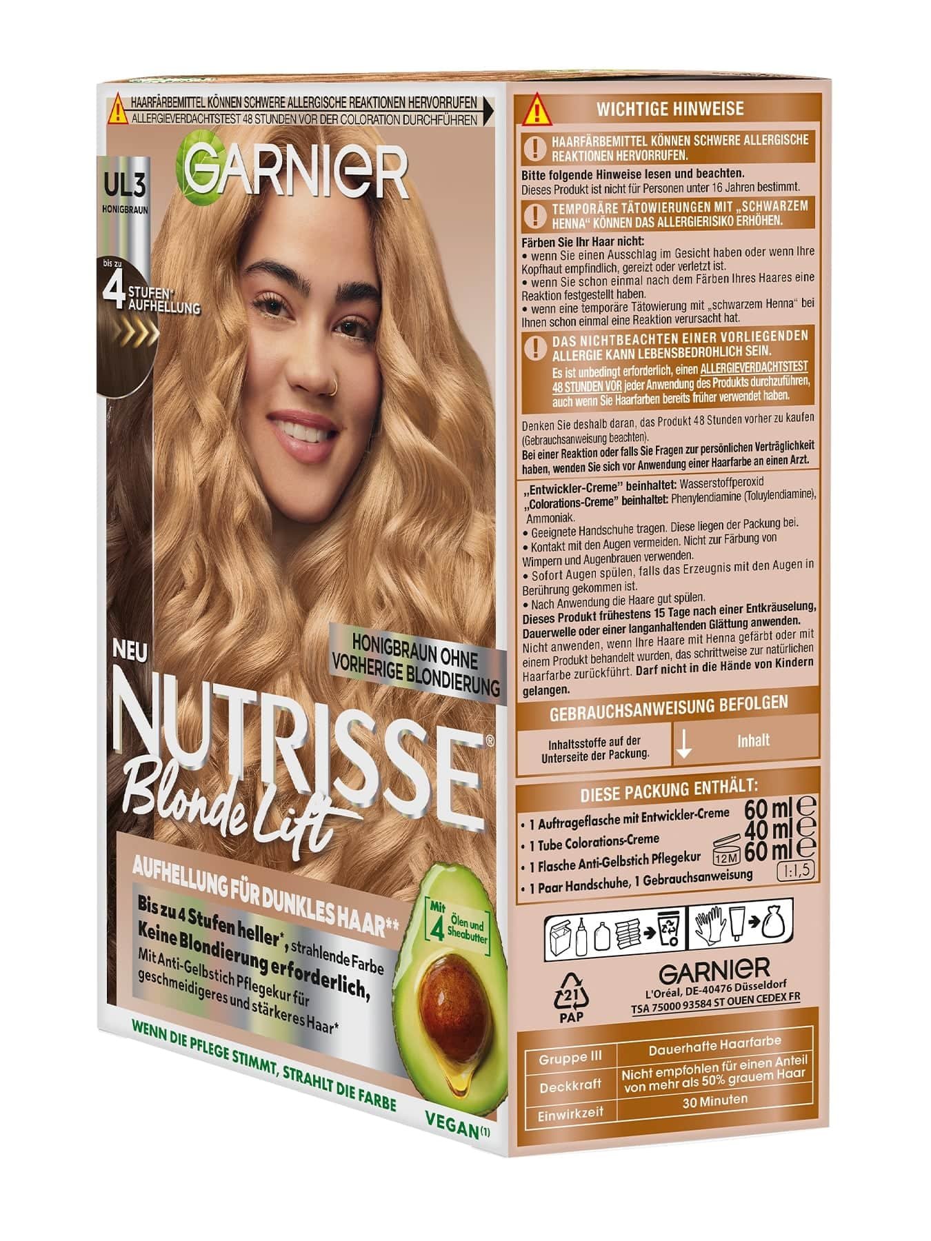 Nutrisse Blonde Lift Honigbraun - Aufhellung für dunkles Haar UL3 Seitenansicht