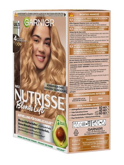 Nutrisse Blonde Lift Honigbraun - Aufhellung für dunkles Haar UL3 Seitenansicht