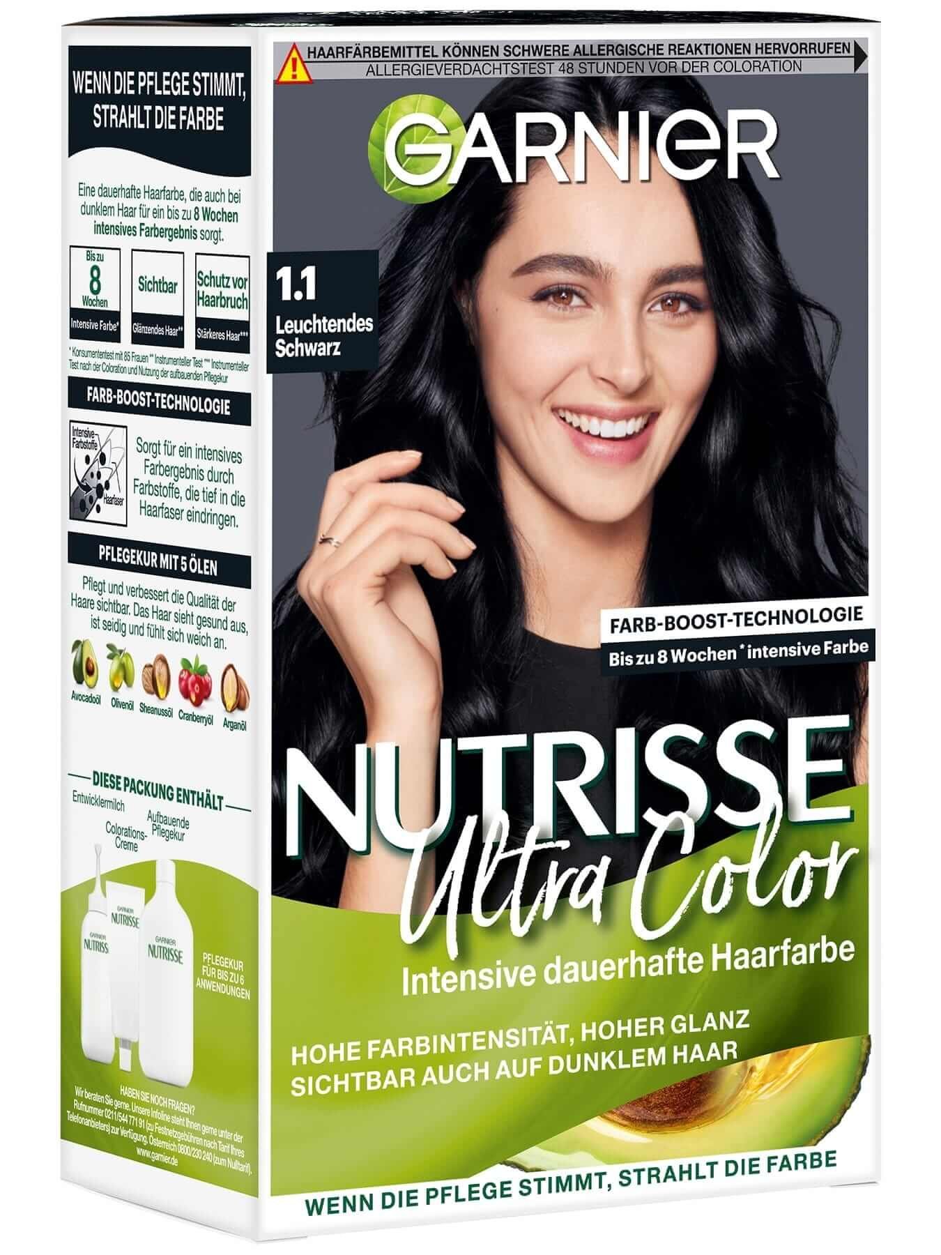 Garnier Nutrisse Ultra Color 1.10 Leuchtendes Schwarz Produktabbildung