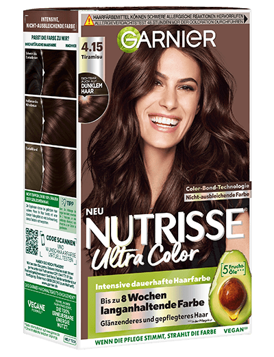 Garnier Nutrisse Farbsensation dauerhafte Haarfarbe in 4.15 Tiramisu Produktabbildung