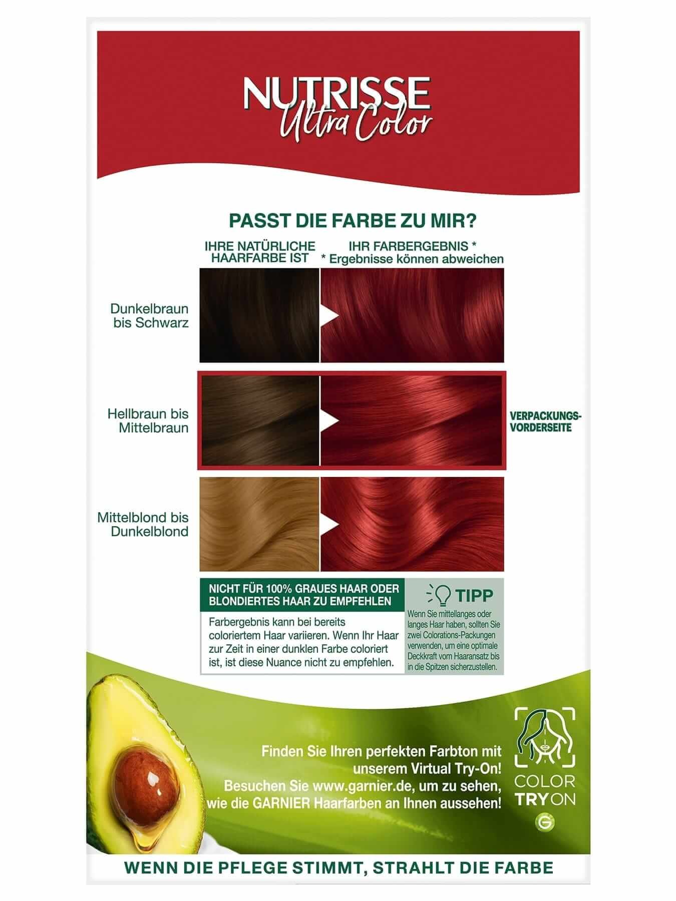 Garnier Nutrisse Ultra Color 6.60 Intensives Rot Rückseite
