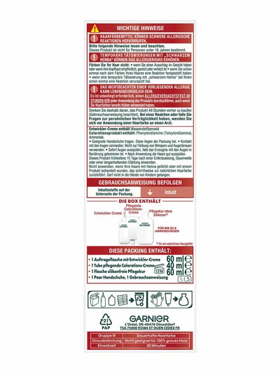 Garnier Nutrisse 6.60 Intensives Rot Produktabbildung Rückseite