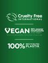 Cruelty Free International, Vegan und 100% recyceltes Plastik - Logos