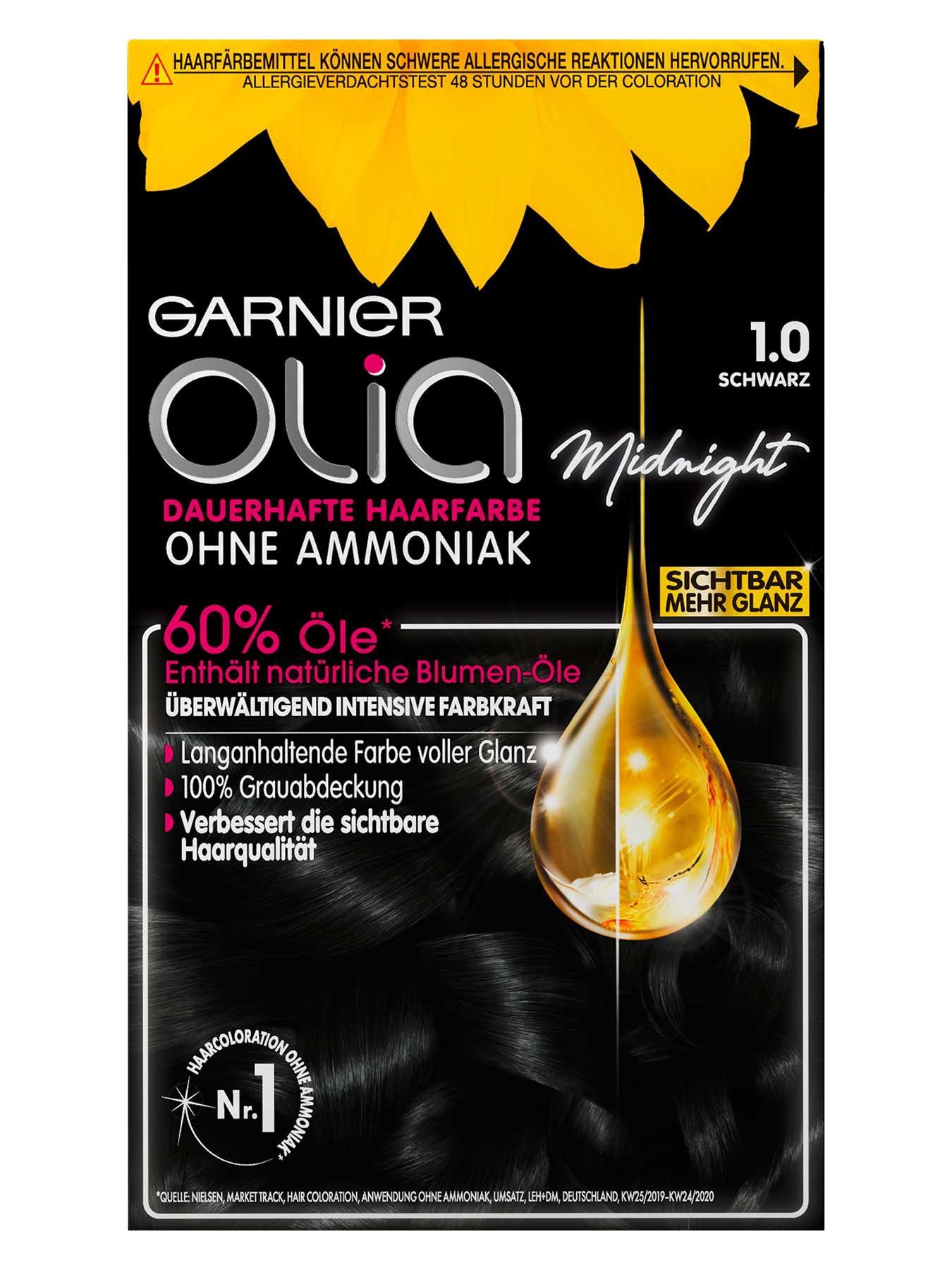 Nr. 1.0 in Schwarz dauerhafte Haarfarbe mit intensiver Farbkraft Garnier®