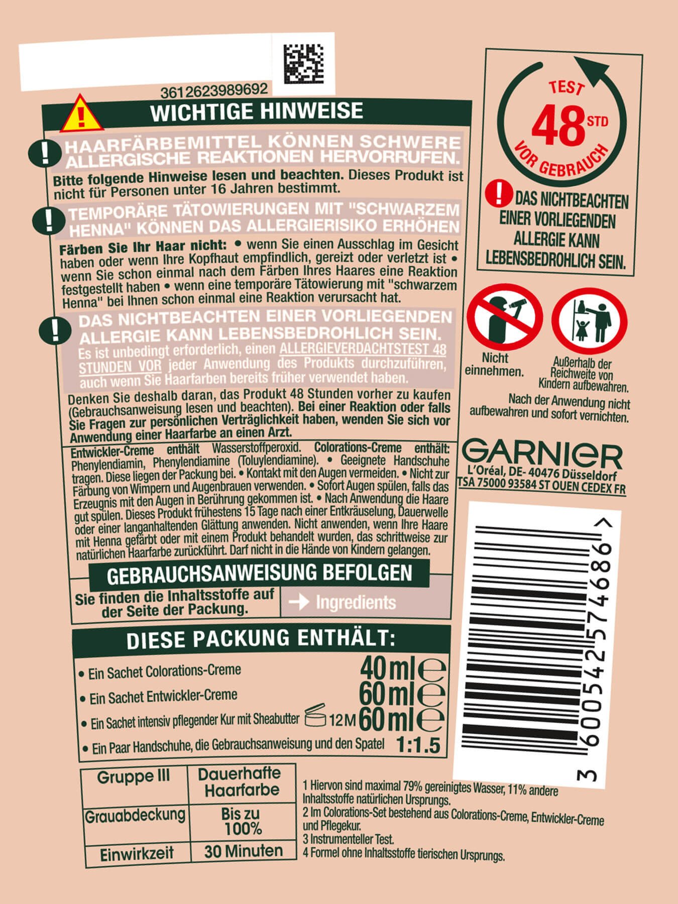 Garnier GOOD Dauerhafte Haarfarbe Produktabbildung hinten mit Hinweisen