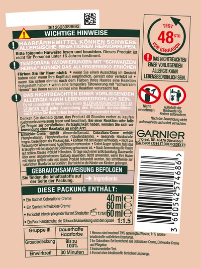 Garnier GOOD Dauerhafte Haarfarbe Produktabbildung hinten mit Hinweisen