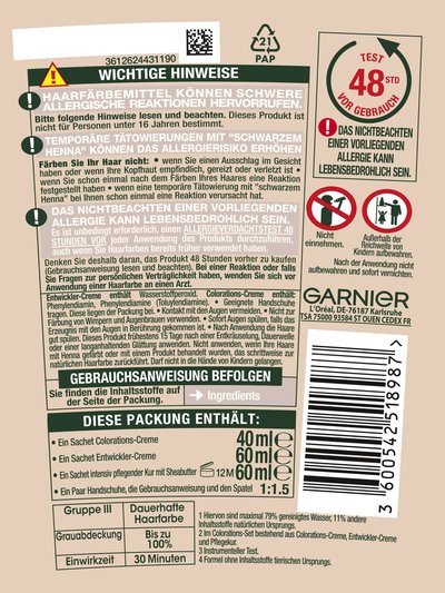 GOOD Dauerhafte Haarfarbe 4.15 Kühles Kastanienbraun Produktbild Rueckseite Hinweise