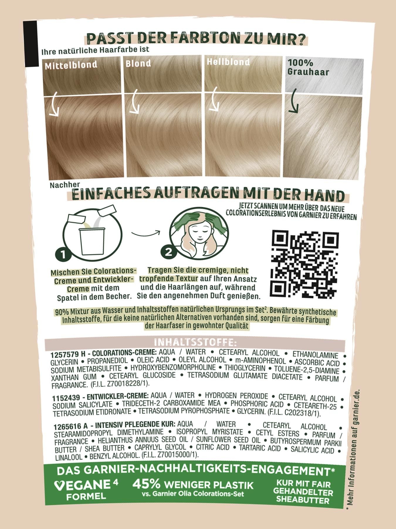 GOOD Dauerhafte Haarfarbe 9.1 Vanilla Blond Produktbild Rueckseite