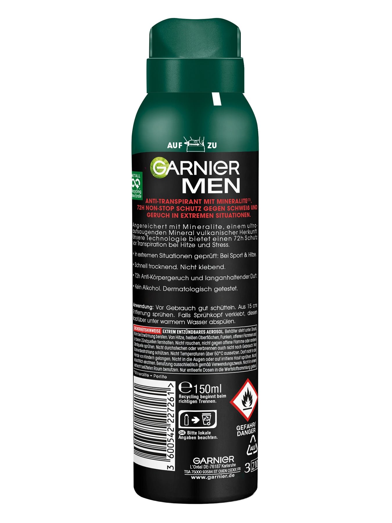 Men Mineral Extreme Spray Anti-Transpirant Produktrückseite