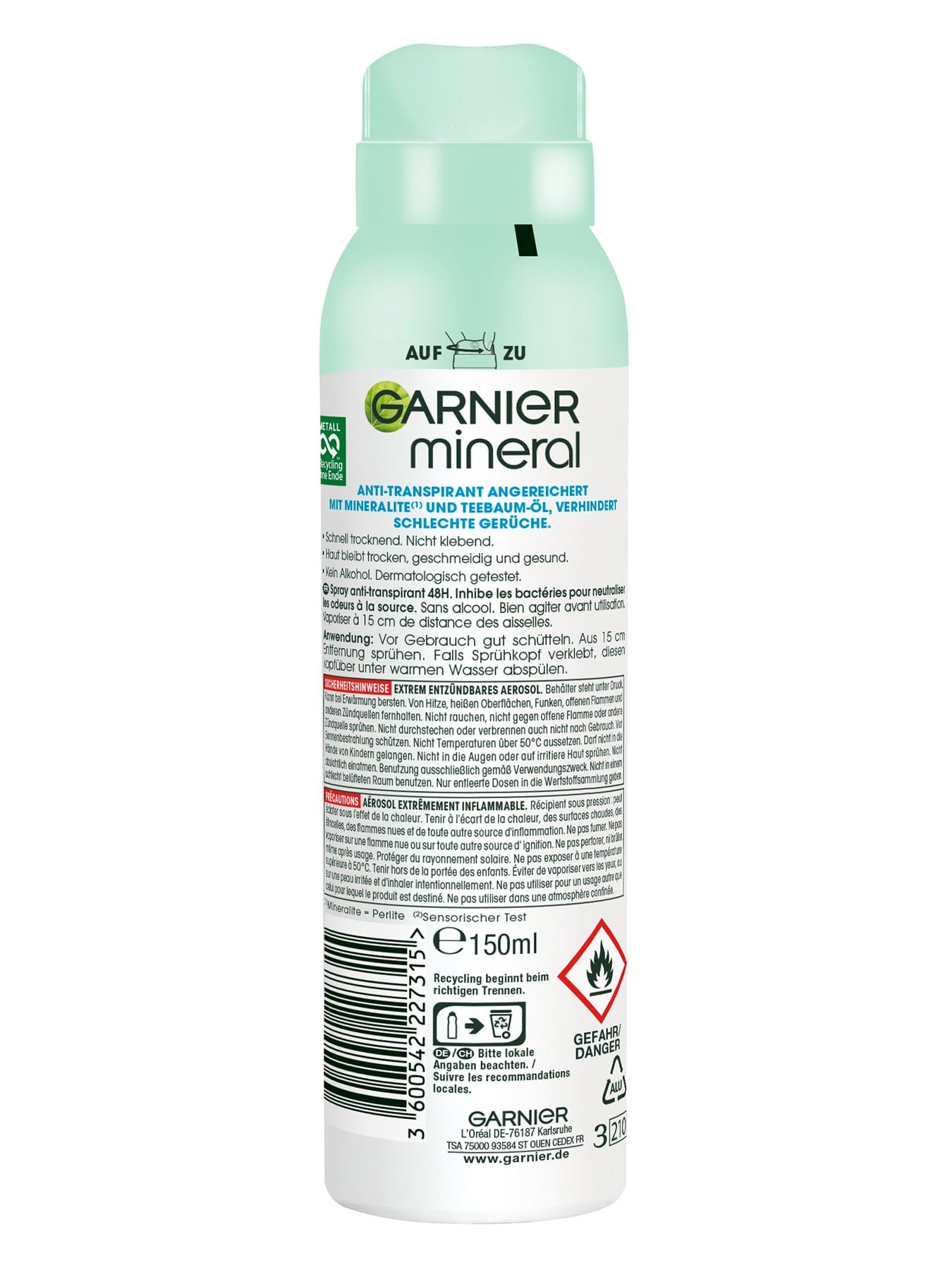 Mineral PureActive Spray Anti-Transpirant Produktrückseite