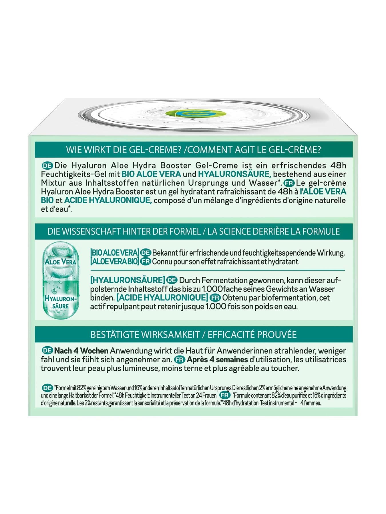 Hyaluron Aloe Gel-Creme Verpackung Hinten