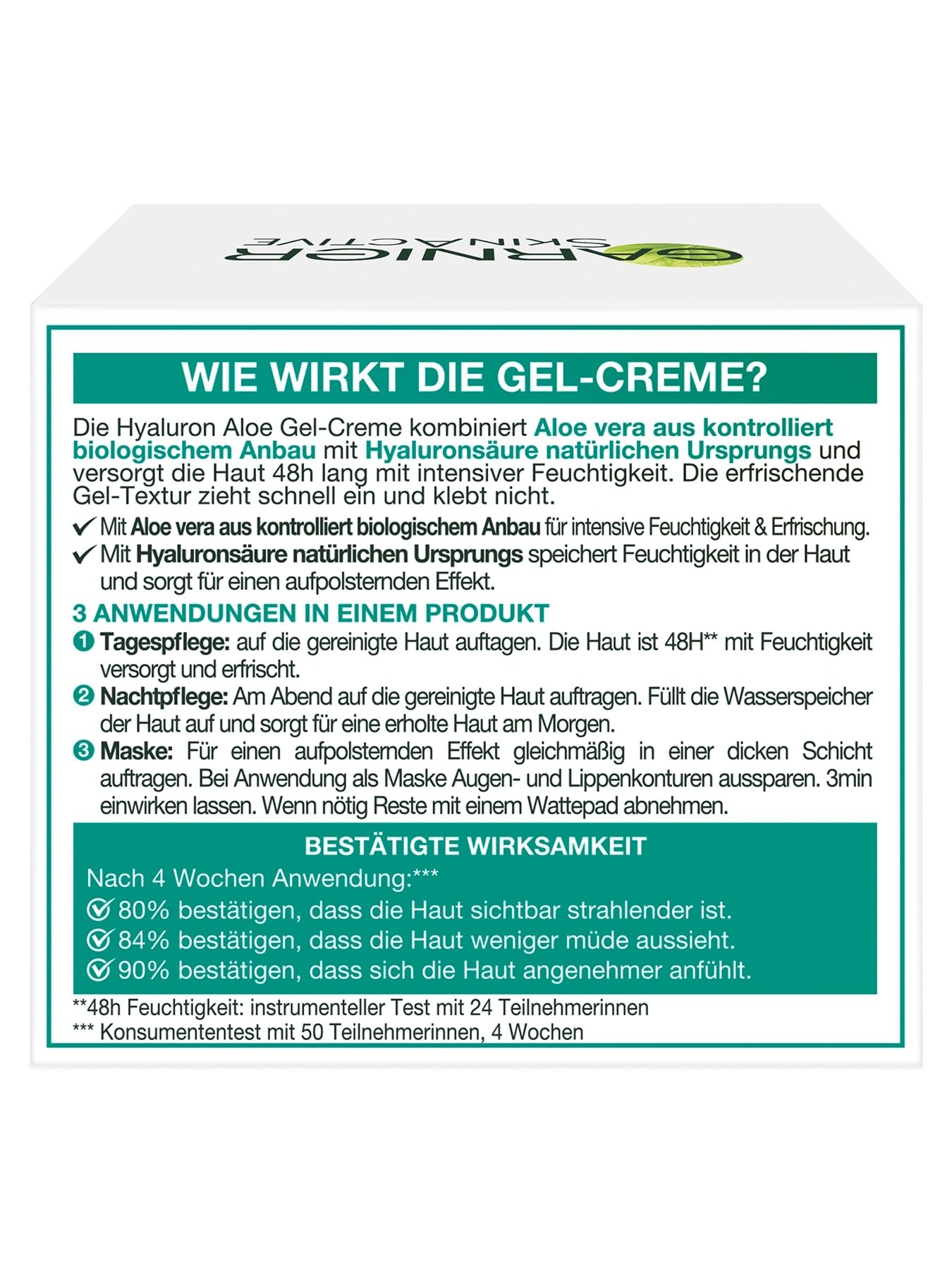 Hyaluron Aloe Gel-Creme Produktbild Wirksamkeit