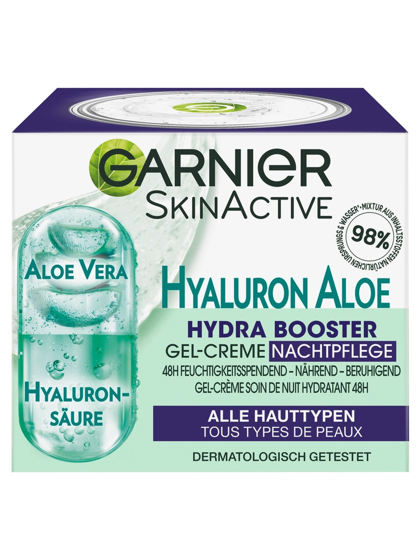 Booster Gel-Creme Nachtpflege Hyaluron Garnier Hydra Aloe |