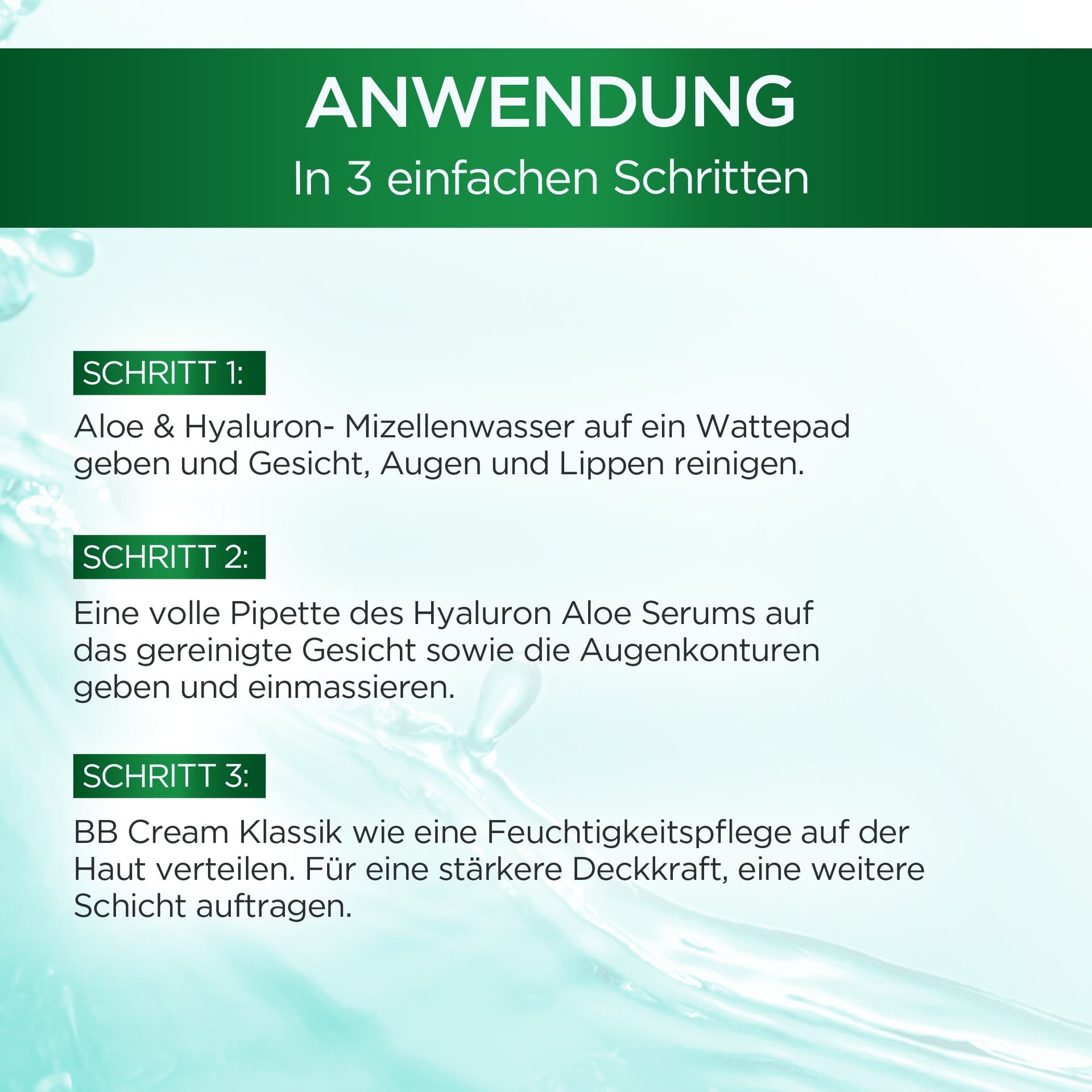 Skin BB Cream Aloe Coffret Anwendung in 3 Schritten