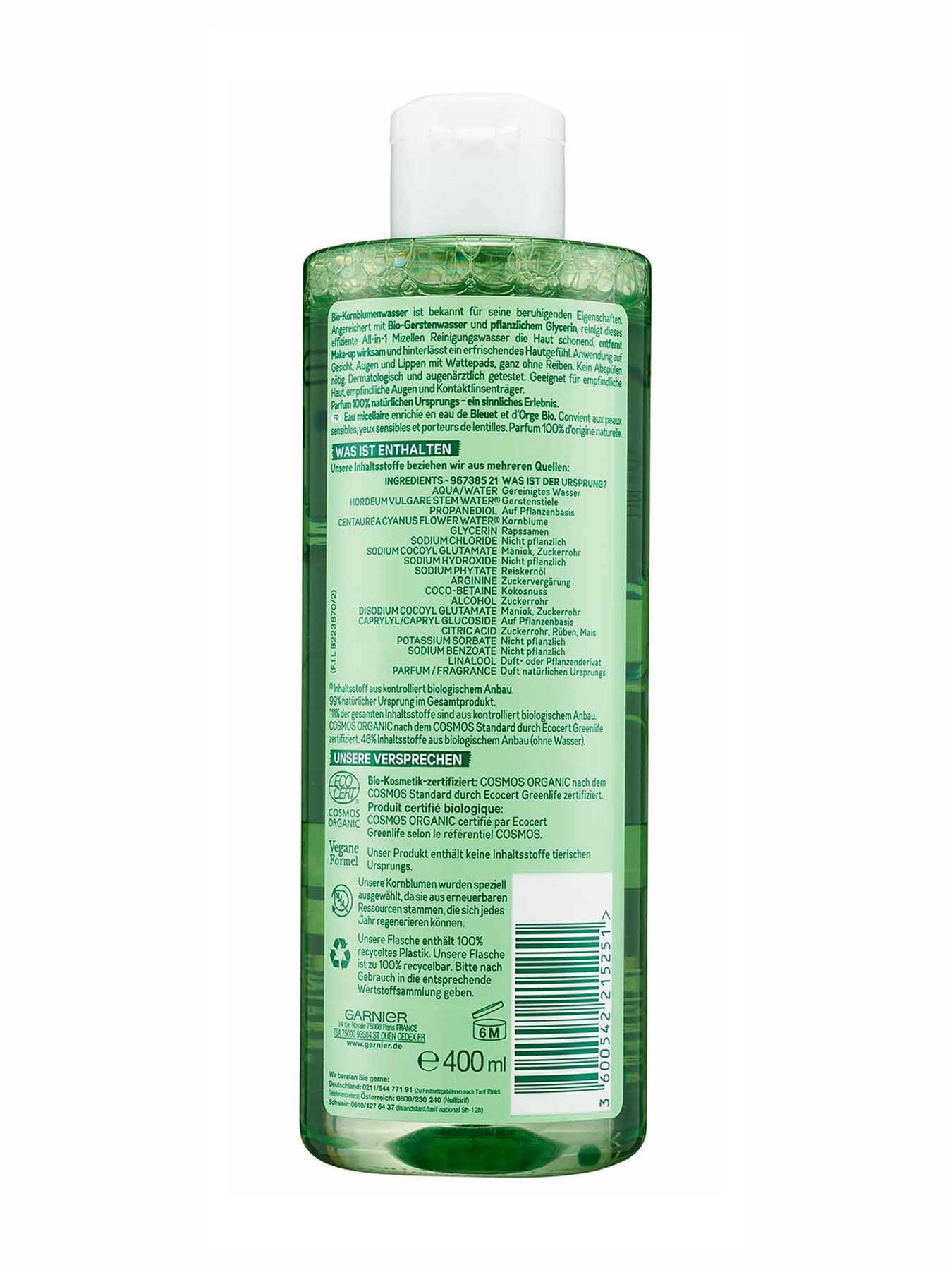 Bio-Kornblume-All-in-1-Mizellen-Reinigungswasser-Bio-400ml-Rueckseite-Garnier-Deutschland-gr