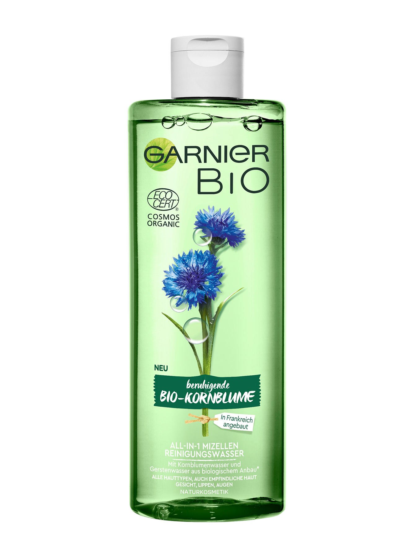 Bio-Kornblume-All-in-1-Mizellen-Reinigungswasser-Bio-400ml-Vorderseite-Garnier-Deutschland-gr