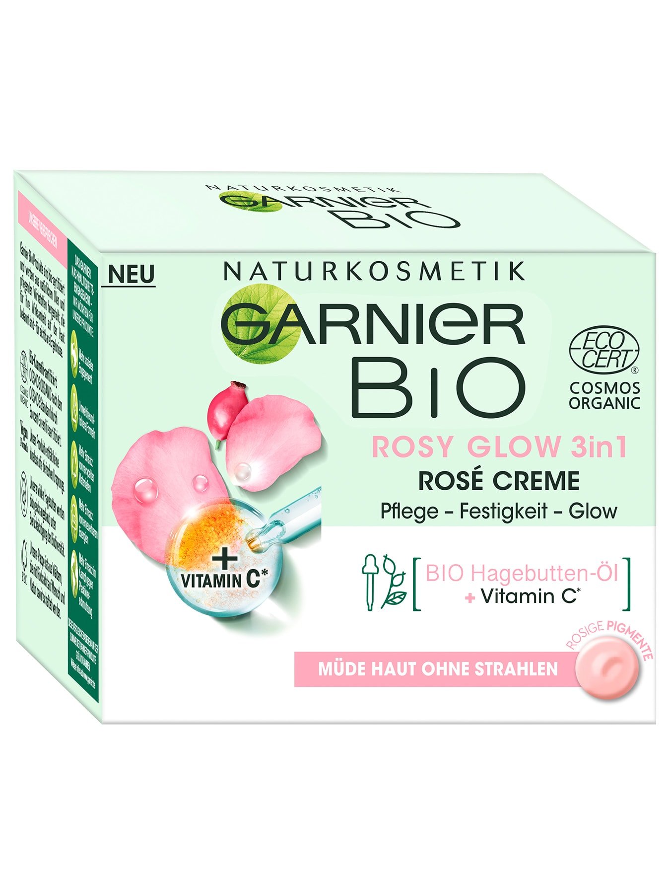 Garnier Bio Rosy Glow 3in1 Rose Creme - Abbildung Verpackung