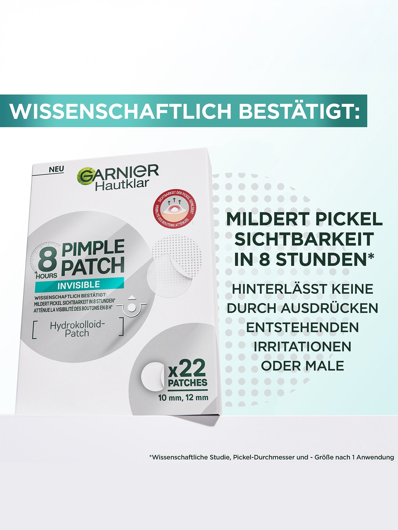 Produktabbildung Garnier 8H Invisible Pimple Patch mit wissenschaftlicher Bestätigung