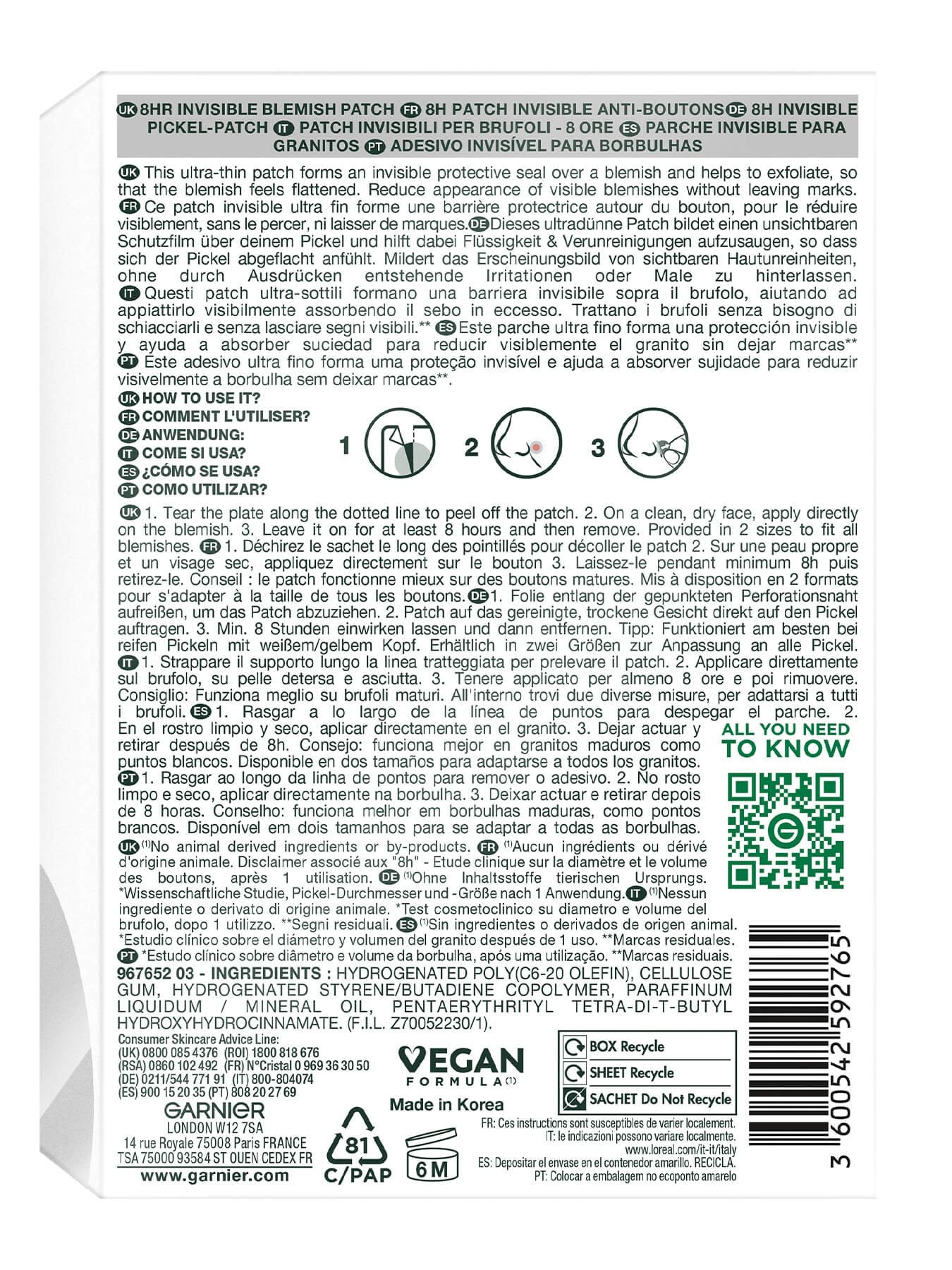 Produktabbildung Garnier 8H Invisible Pimple Patch hinten