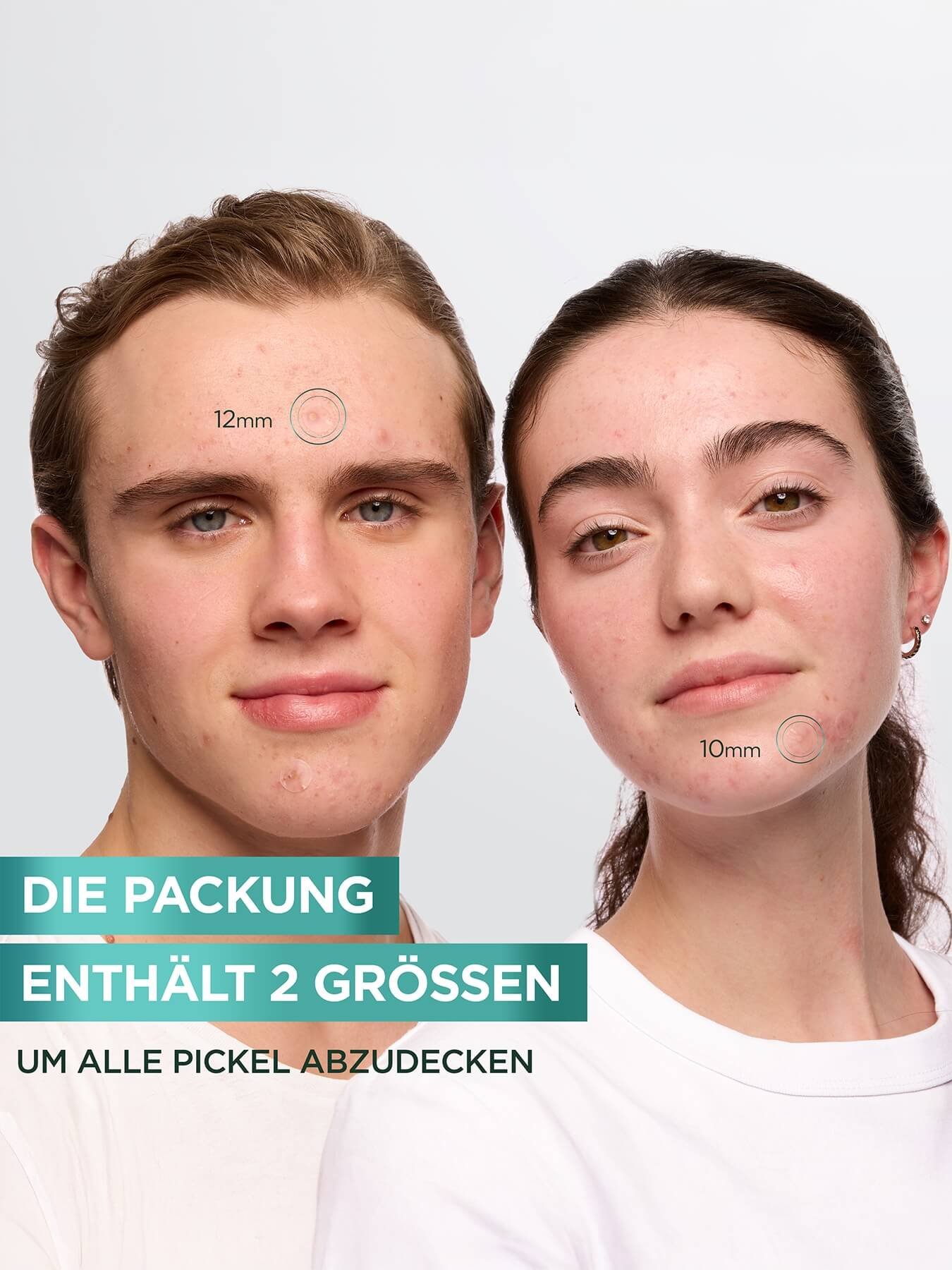 Produktanwendung der Garnier 8H Invisible Pimple Patches in zwei Größen