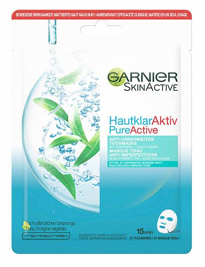 SkinActive HautklarAktiv Anti-Unreinheiten Tuchmaske Produktfrontansicht