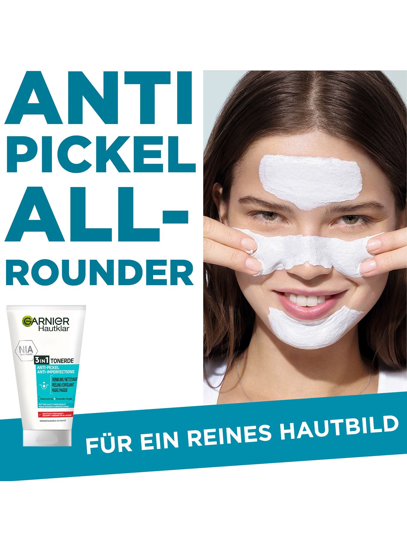 Hautklar 3 in 1 Reinigung + Peeling + Maske - Antipickel Allrounder