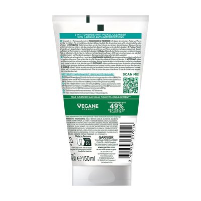 Hautklar 3in1 Tonerde Anti-Pickel Reinigung + Peeling + Maske Rückseite
