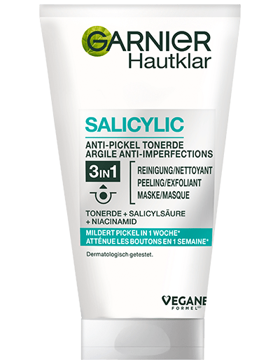 3 in 1 Tonerde Anti-Pickel Reinigung + Peeling + Maske| Garnier