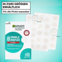 Der Inhalt der Garnier Hautklar Pimple Patch Ultra. Es sind 2x Schichten mit jeweils verschiedenen Pickelpflaster Größen enthalten: 10mm sowie 12mm.