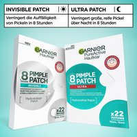Die zwei Garnier Hautklar Pimple Patch 8H Varianten. Links sieht man die Invisible Patches. Rechts daneben stehen die neuen Garnier Hautklar Pimple Patch Ultra, für größere reife Pickel, die man über Nacht behandelt.