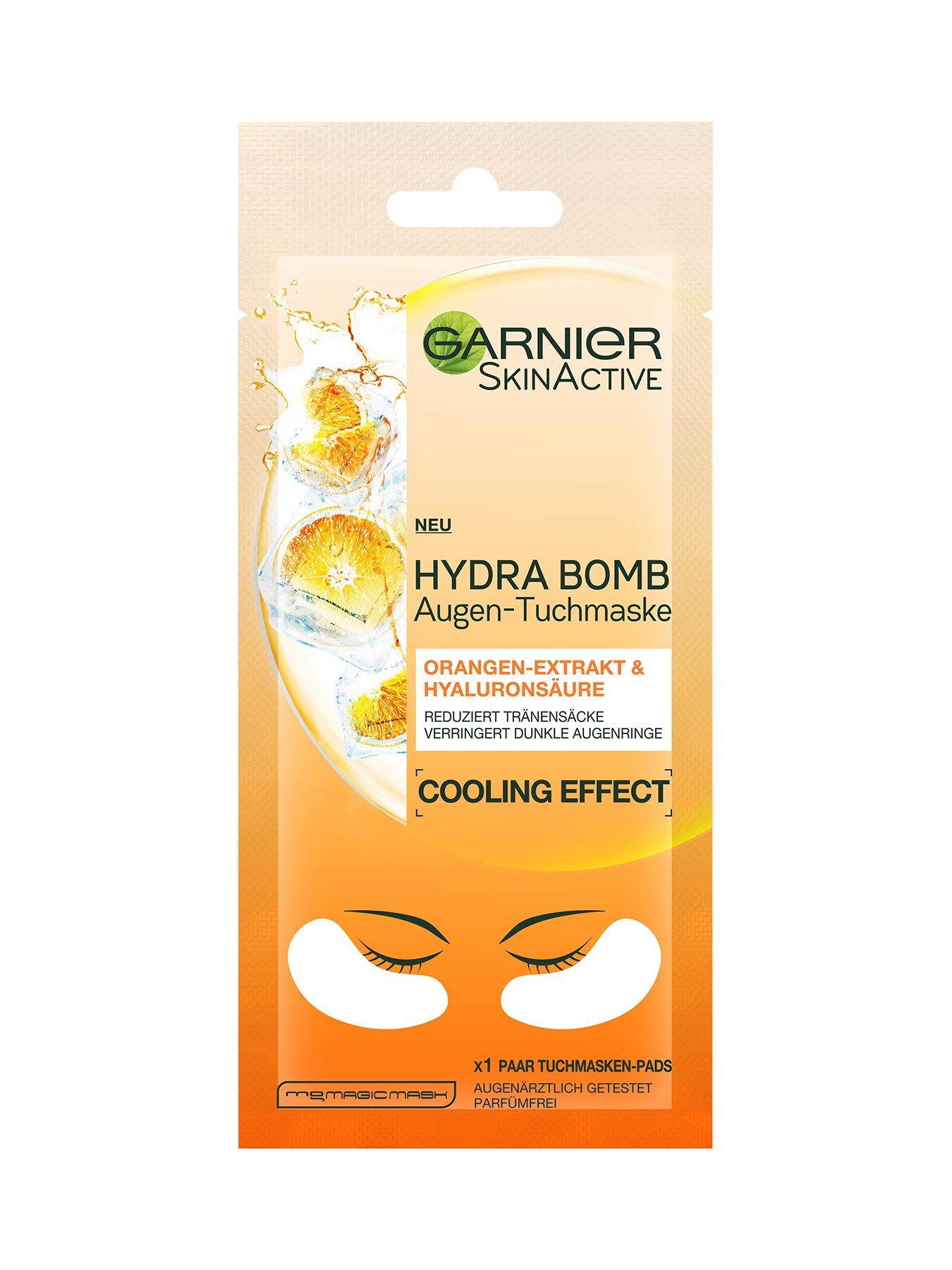 - Bomb - Hydra & Augen-Tuchmaske Orangen-Extrakt Garnier SkinActive Hyaluronsäure - -