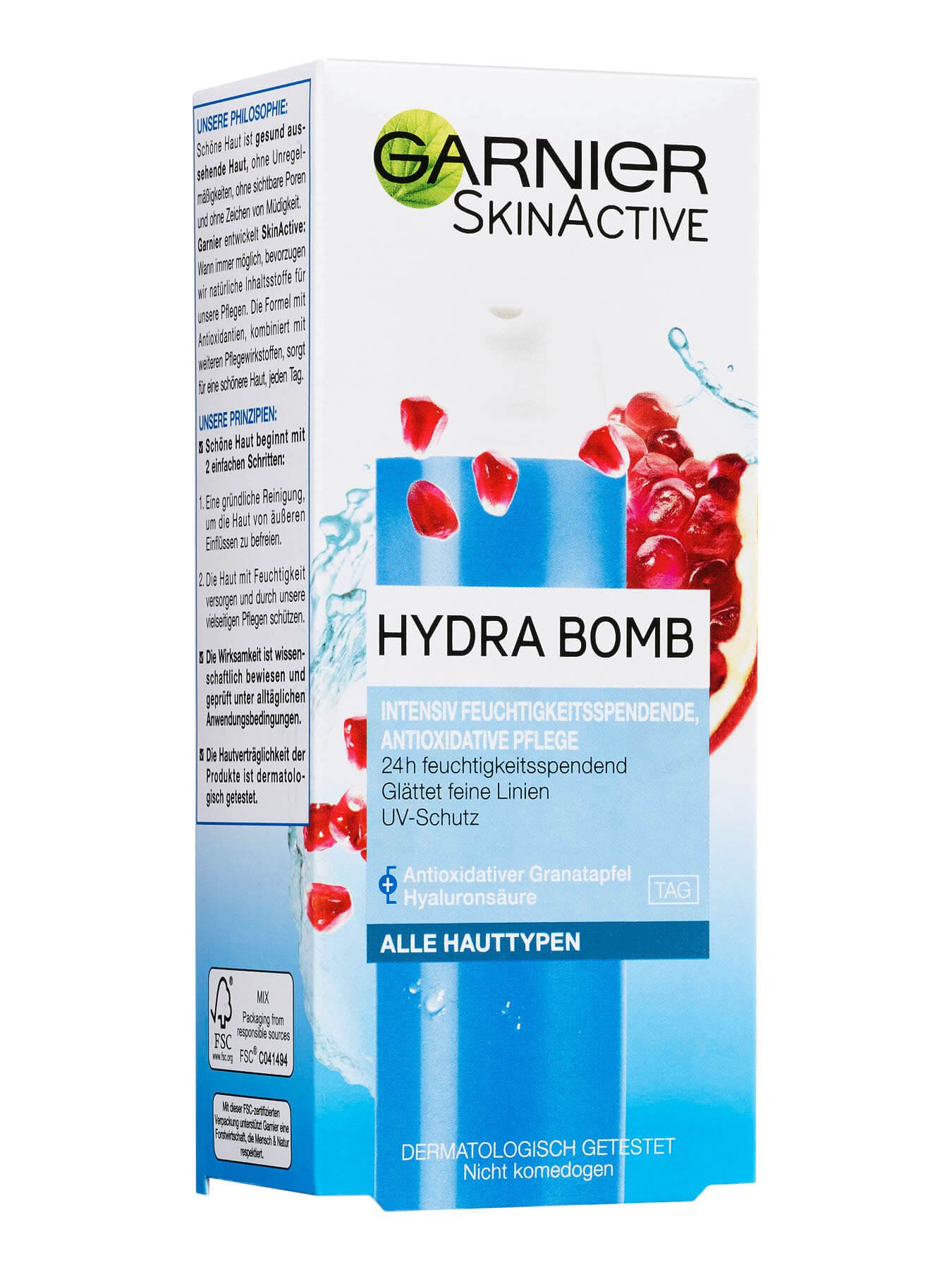 Hydra Bomb Feuchtigkeitsspendende Antioxidative Wasser Creme Packung front Garnier Deutschland gr