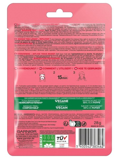 Garnier Hydra Bomb Tuchmaske Anti-Age - Verpackung Rückseite
