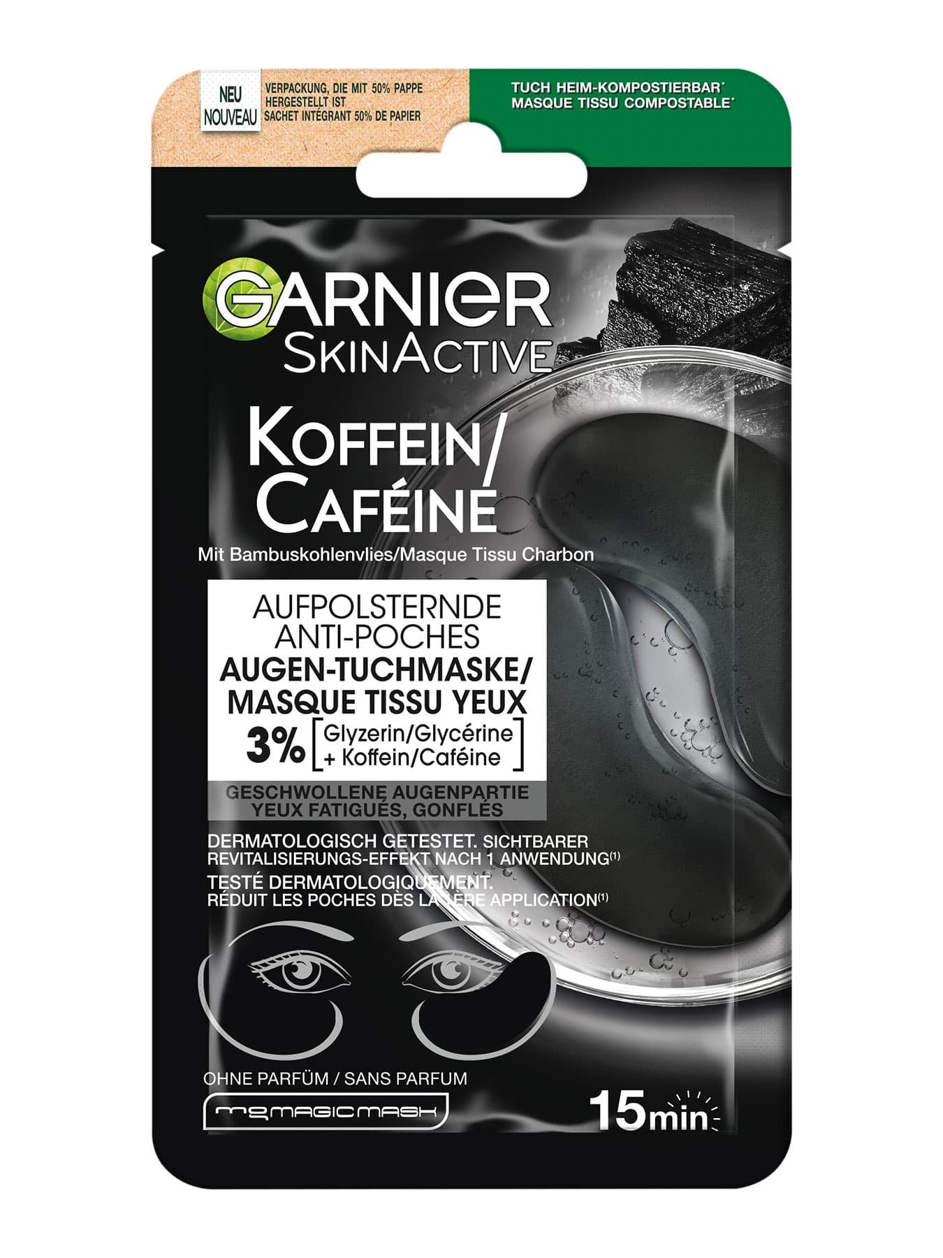 SkinActive Koffein aufpolsternde Augen-Tuchmaske - Produktabbildung
