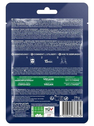 Garnier Hydra Bomb Tuchmaske Nacht - Verpackung Rückseite