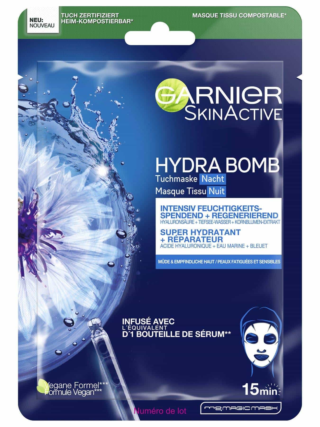 Garnier Hydra Bomb Tuchmaske Nacht - Verpackung Vorderseite