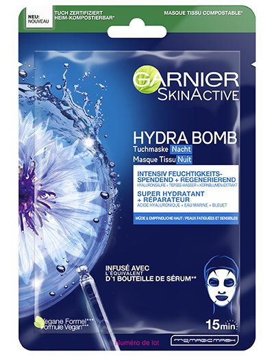 Garnier Hydra Bomb Tuchmaske Nacht - Verpackung Vorderseite