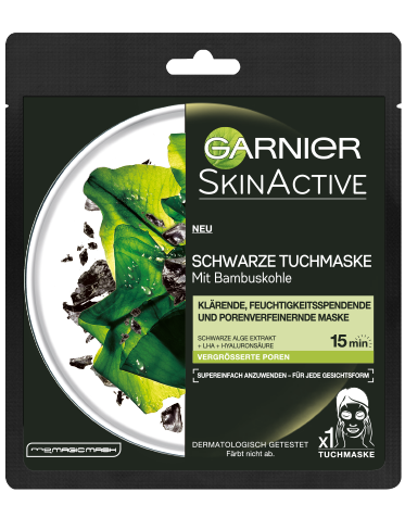 Schwarze Tuchmaske mit Bambuskohle und Schwarze-Alge-Extrakt | Garnier