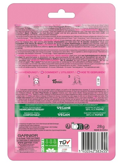 Garnier Hydra Bomb Tuchmaske Sakura - Verpackung Rückseite