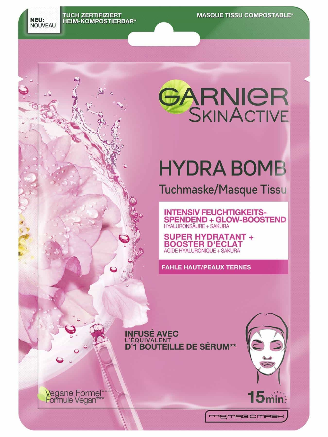 Garnier Hydra Bomb Tuchmaske Sakura - Verpackung Vorderseite