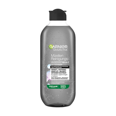 Garnier SkinActive Mizellen Reinigungswasser mit Aktivkohle in Geltextur Produktbild